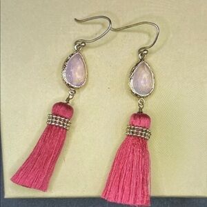 Elegant Pink Tassel Earrings